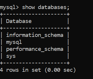 Show databases on mysql server